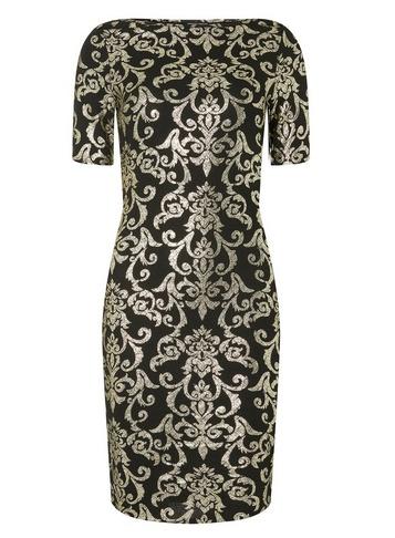 Dorothy Perkins Black Baroque Foil Print Bodycon Dress