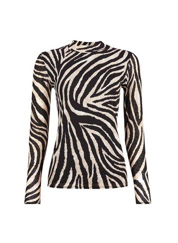 Dorothy Perkins Multi Colour Zebra Print Mesh High Neck Top