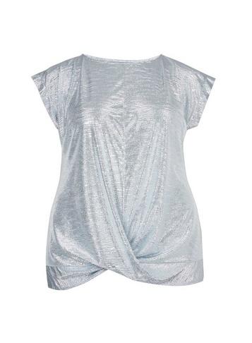 Dorothy Perkins *dp Curve Silver Foil Twist Hem Top