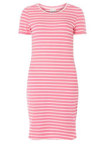 Dorothy Perkins *noisy May Pink And White Striped Shift Dress