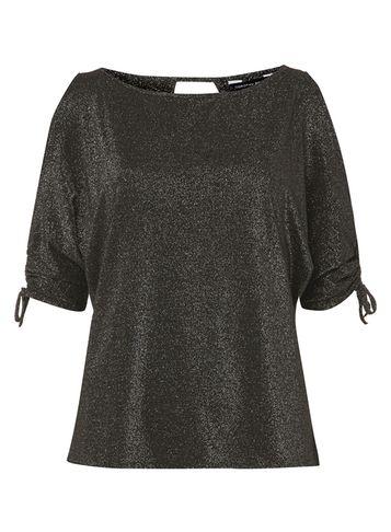 Dorothy Perkins Black Silver Glitter Cold Shoulder Top