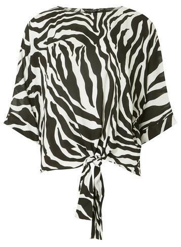 Dorothy Perkins Black And White Zebra Print Tie Side Top