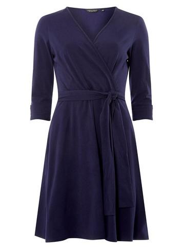 Dorothy Perkins Navy Horn Button Wrap Skater Dress