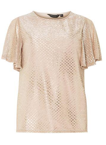 Dorothy Perkins Gold Glitter Angel Sleeve Top