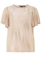Dorothy Perkins Gold Glitter Angel Sleeve Top