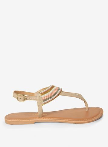 Dorothy Perkins Nude 'fiji' Beaded Sandals