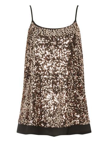 Dorothy Perkins Bronze Sequin Camisole Top