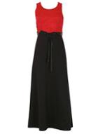 Dorothy Perkins *fever Fish Red Black Lace Maxi Dress