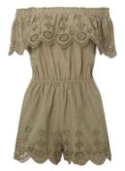 Dorothy Perkins *dp Beach Khaki Broderie Detail Playsuit