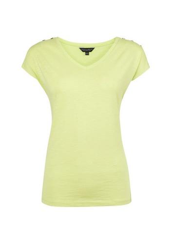 Dorothy Perkins Lime Slub Button T-shirt