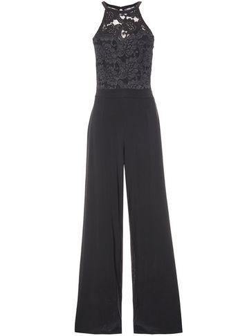 Dorothy Perkins *quiz Black Glitter Lace Jumpsuit