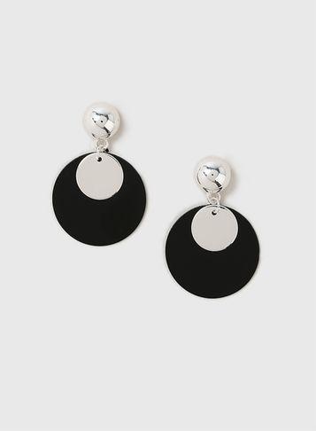 Dorothy Perkins Black Silver Disc Earrings