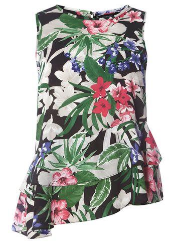 Dorothy Perkins Ivory Tropical Peplum Top