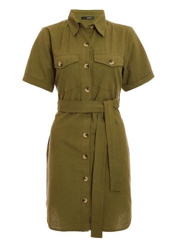 *quiz Khaki Utility Shirt Dress