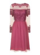 Dorothy Perkins *chi Chi London Pink Crochet Bodice Midi Skater Dress