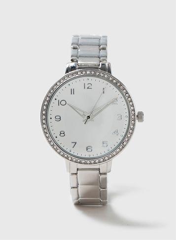 Dorothy Perkins Silver Crystal Metal Watch