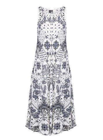 Dorothy Perkins *izabel London White Tribal Print Midi Skater Dress