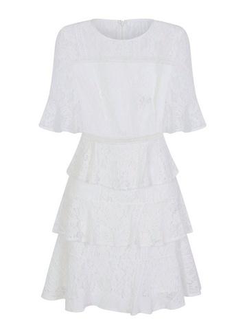 *girls On Film White Lace Tiered Dress