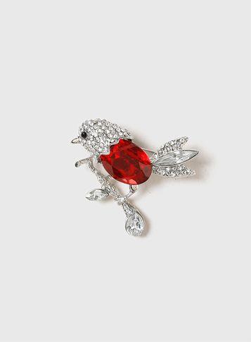 Dorothy Perkins Silver Christmas Robin Brooch