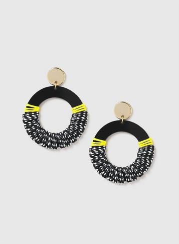 Dorothy Perkins Black Resin Circle Fabric Earrings
