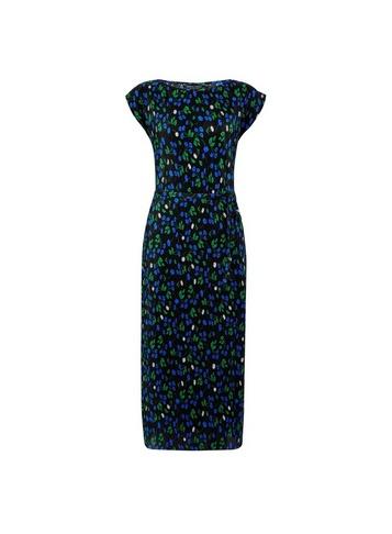 Dorothy Perkins *blue Floral Print Plisse Midi Dress