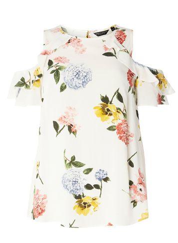 Dorothy Perkins Cream Floral Print Cold Shoulder Top