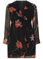 Dorothy Perkins *vero Moda Black Floral Print Ruffle Dress