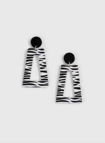Dorothy Perkins Monochrome Zebra Print Drop Earrings