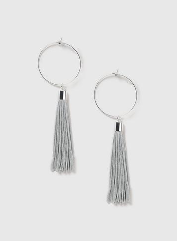 Dorothy Perkins Silver Look Tassel And Hoop Earrings