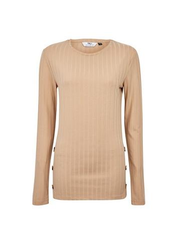 Dorothy Perkins *tall Camel Button Side Ribbed Top