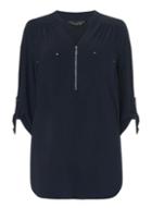 Dorothy Perkins *dp Curve Navy Zip Jersey Blouse