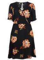 Dorothy Perkins Dp Curve Black Amber Ruffle Back Wrap Dress