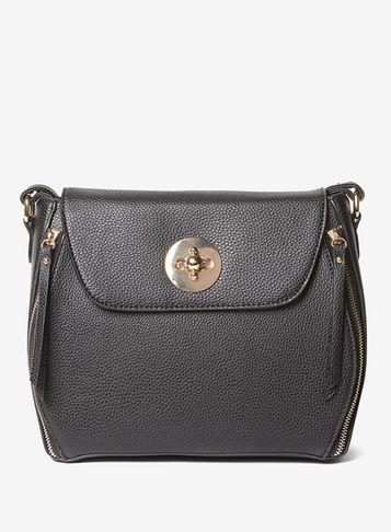 Dorothy Perkins Black Double Zip Crossbody Bag