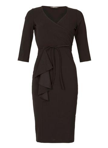 Dorothy Perkins *feverfish Black Frill Wrap Dress