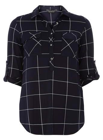 Dorothy Perkins Navy Check Jersey Shirt.