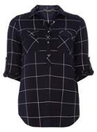 Dorothy Perkins Navy Check Jersey Shirt.