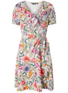 Dorothy Perkins Ivory Multi Coloured Botanical Print Fit And Flare Dress