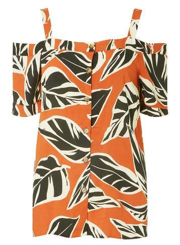 Dorothy Perkins Terracotta Leaf Cold Shoulder Top