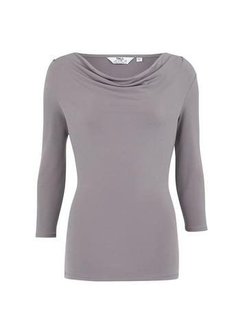 Dorothy Perkins *tall Grey Cowl Neck Top