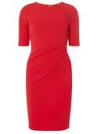 Dorothy Perkins Red Half Sleeve Ruched Bodycon Dress