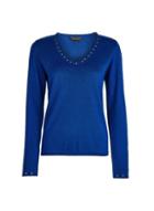 Dorothy Perkins Blue Cobalt V-neck Stud Jumper