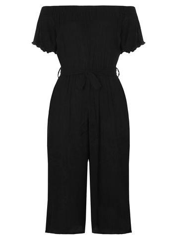Dorothy Perkins Black Bardot Tie Jumpsuit