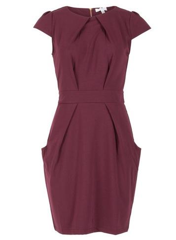 Dorothy Perkins *blue Vanilla Plum Pleat Detail Tulip Dress
