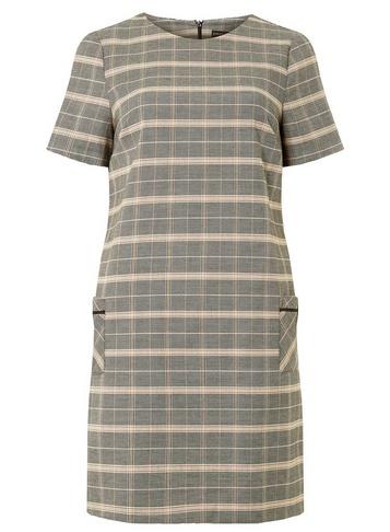 Dorothy Perkins Blush And Grey Check Print Shift Dress