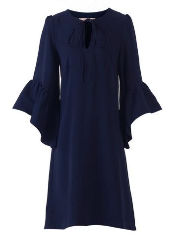 *jolie Moi Navy Flare Sleeved Skater Dress