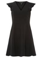 Dorothy Perkins *black Ruffle Detail Skater Dress