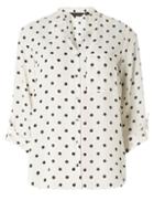 Dorothy Perkins Cream Spot Print Roll Sleeve Shirt