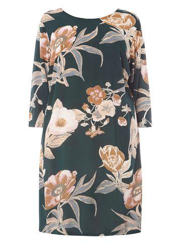 Dorothy Perkins *juna Rose Curve Green Floral Print Shift Dress