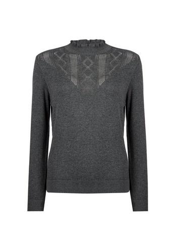 Dorothy Perkins Grey Pointelle Ruffle Jumper
