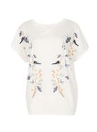 Dorothy Perkins *voulez Vous White Bird Embroidery Top